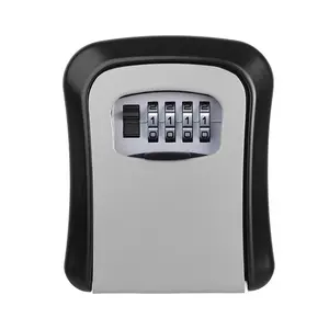 Caja de almacenamiento de llaves de montaje en pared, organizador de 4 dígitos, combinación de contraseña, bloqueo de código de seguridad, sin llave, caja de seguridad para el hogar