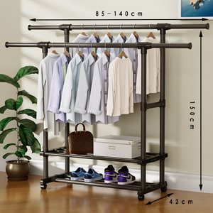 Séchoir à linge mobile simple et double barre, grande capacité, pour intérieur, rangement et suspension des vêtements - Product Image 5