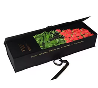 Luxe Énorme Rectangle Fleuriste Affichage Ruban Poignée Carton Papier Rose Boîtes D'emballage pour Roses Personnalisé Longue Boîte À Fleurs