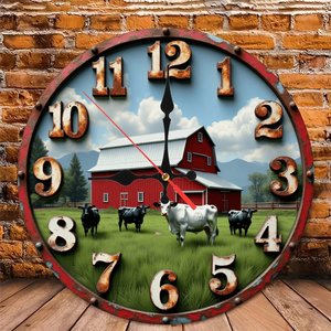 Round Wooden <b>Wall</b> <b>Clock</b> 25x25Cm <b>Silent</b> Non Ticking Traditional Home Decor Corridor <b>Clock</b> - Product Image 6
