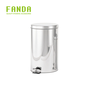 FANDA Eco-Friendly WHITE 3L Stainless Steel Round Pedal Waste Bin <b>for</b> Public Use - Product Image 1