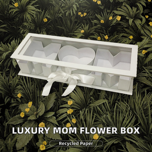 Wholesale Custom Luxury Paperboard Mom <b>Flower</b> <b>Box</b> for Mothers Day with Recycled Materials Gold Foil Printing Transparent Window - Product Image 2