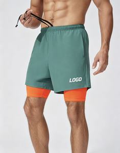 Shorts de course d'extérieur respirants pour hommes avec doublure élastique, shorts de sport double couche pour l'entraînement et la gym - Product Image 1