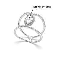 Bague Statement Double Bande en Argent Sterling 925 avec Zircon Cubique Taille Marquise pour Femme, Bijoux Personnalisables, Vente en Gros Directe Usine