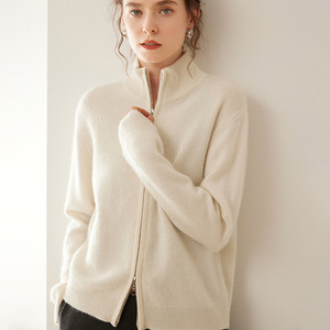 <span class=keywords><strong>Cardigan</strong></span> in Cashmere <span class=keywords><strong>con</strong></span> Collo Alto e <span class=keywords><strong>Cerniera</strong></span>, Maglione Invernale da <span class=keywords><strong>Donna</strong></span> Personalizzato, Spessore 7GG, Tinta Unita, Cappotto in Misto Cashmere della Mongolia Interna - Product Image 3