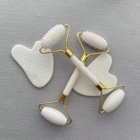 Meilleures ventes e-commerce transfrontalier : Planche et plaque de Gua Sha en jade blanc naturel, Rouleaux standard double-face, Outil de Gua Sha à rouler