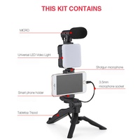 Mini trépied portable de bureau avec éclairage LED pour conférences, studio, ordinateur, photographie en direct et enregistrement vidéo