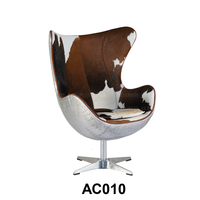 Chaise pivotante industrielle à dossier en aluminium, meuble en cuir de qualité aéronautique