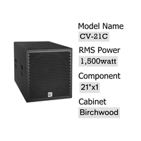 Vente directe d'usine de subwoofer en bois professionnel de 21 pouces 1500W, haut-parleur CVR