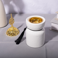 Brûleur d'encens en céramique blanche avec pompon, brûleur d'encens traditionnel, style chinois et arabe, objet décoratif pour la maison, culture artistique