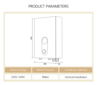 Chauffe-eau électrique instantané personnalisé 27KW 380V avec affichage numérique LED métallique, classe d'efficacité énergétique, étanche IPX4