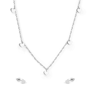 Parures de bijoux tendance en cristal coloré en forme de cœur, parures de bijoux plaquées or, parures de bijoux en acier inoxydable pour femmes - Product Image 5