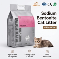 Litière pour chat en bentonite de sodium rose en gros d'usine, faible teneur en poussière, forte agglomération, sable minéral pour chat, OEM ODM Marque Privée