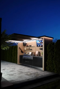 Cuisine extérieure moderne en acier portable, station de cuisson préfabriquée avec grill, évier, réfrigérateur, prête à être expédiée pour utilisation en magasin - Product Image 6