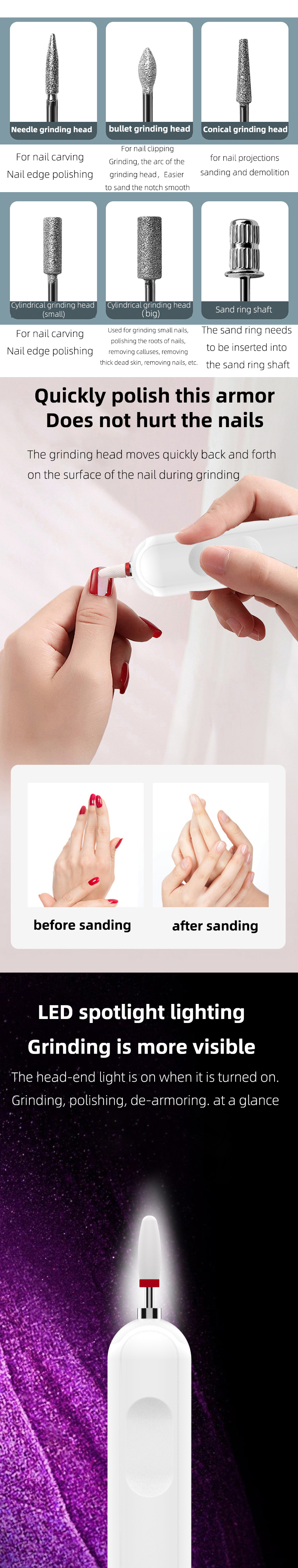 Electric Milling Cutter Remover Nail Sanding Drill Bits Gel File Kit Manicure Pedicure Polishing Shape Tools polisher Instrument