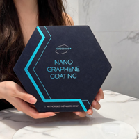 Boîte cadeau rigide hexagonale noire mate personnalisée avec logo imprimé UV bleu pour produits électroniques, entretien automobile, emballage vide