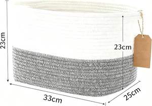 Panier de rangement en corde de coton fait main avec couvercle, panier décoratif pour organiser les vêtements, les jouets, les couvertures, panier de rangement pour la maison - Product Image 2