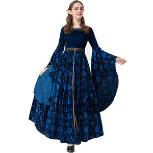 Yi Xiaoyi Vestido Medieval de Corte para Mujer Adulta, Disfraz de Cosplay con Capucha de Terciopelo Azul de Manga Larga para Actuaciones Escénicas, Tallas S-XL - Product Image 3