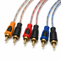 Kabel Interkoneksi Stereo RCA, Kabel Jalin Transparan dengan Colokan Berwarna Merah Hitam Biru Oranye untuk Peralatan Audio
