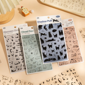 2 hojas por paquete, Serie Line Art Kittens, Lindas pegatinas impermeables de gatos para decoración de diarios, manualidades y calcomanías para carcasas de teléfono - Product Image 2