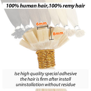 Extension de cheveux à pointe de kératine plate européenne Extensions de cheveux humains plats fusionnés Blonde #60 Cheveux pour les femmes blanches - Product Image 2