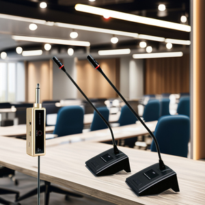 Gossenck Trọng Lượng Nhẹ 2-Kênh Không Dây Máy Tính Để Bàn <span class=keywords><strong>Microphone</strong></span> Hệ Thống Tiếng Ồn Hủy Bỏ Uhf Sống Sân Khấu Giảng Dạy Studio 1-Năm - Product Image 5