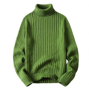 <b>Men</b> <b>Turtleneck</b> Ribbed Knit <b>Sweater</b> Solid Color Pullover Long Sleeve Winter Casual Jumper - Product Image 2
