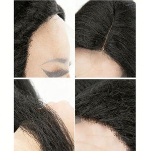 Pelucas Sintéticas con Frente de Encaje para Mujeres Negras, 22 Pulgadas, Naturales, Rizadas, con Raya al Medio, Resistentes al Calor, Fibra Transparente de Alta Temperatura - Product Image 4