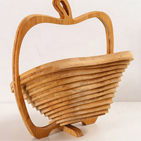 Panier à fruits pliable en bois, bol de rangement naturel en forme de pomme, organisateur de cuisine, décoration d'intérieur