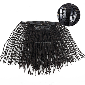 0.1cm Clip dans l'extension de cheveux Afro Kinky Curly Interlocs 100% cheveux humains Dreadlocks extensions de locs noirs naturels pour femme noire - Product Image 1