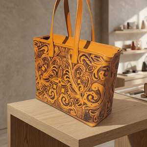 Pochette en cuir véritable artisanale avec gravure, fermeture éclair, imperméable, légère, grande capacité, bandoulière vintage, 3L + Cadeau - Product Image 5