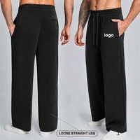 Pantalon de survêtement en coton doublé polaire, durable et tendance, avec logo personnalisé, coupe droite, long, basique, uni, vente en gros, automne, pour hommes