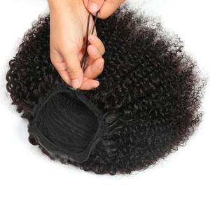 Extensions de cheveux humains vierges Remy afro bouclés crépus, queue de cheval à clipser et à nouer - Product Image 2