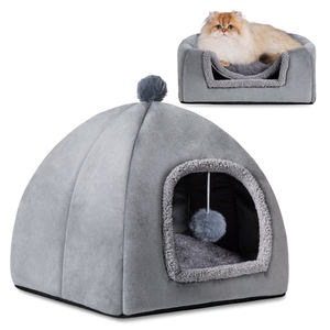 Cama de Algodón para Gato, Cueva Acogedora, Textil Suave, Casa Bonita, Lavable, Extraíble, Cama Cálida para Gatos y Perros Pequeños - Product Image 1