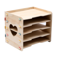 Organizador de Oficina Moderno de Lujo de Cuatro Niveles con Estantes Desmontables de Madera, Gran Capacidad de Almacenamiento de Archivos y Bandeja para Cartas, para Escritorio o Sala de Estar
