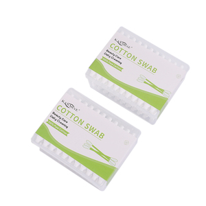 Coton-tige à tête de <span class=keywords><strong>gourde</strong></span> biodégradable à double pointe 55Pcs OEM Stick Coton-tiges avec boîte plate - Product Image 2