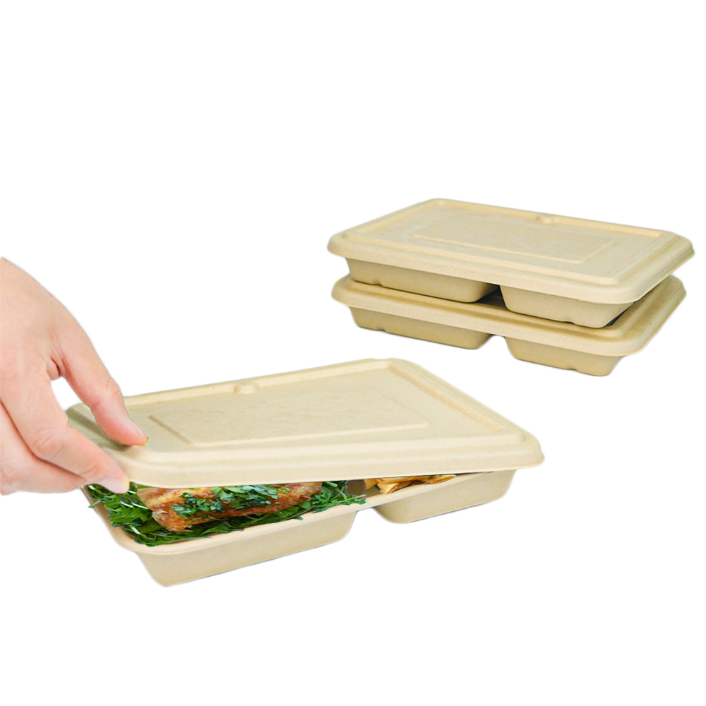Biodegradable Bamboo Pulp Microwave Ovenable Disposable Food Container Plate Bowl Office Paper Plate Trays