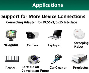 1m 10A 2 lõi 18AWG <span class=keywords><strong>DC</strong></span> 5.5*2.1 MÉT dc5521 nữ dc5525 Nam <span class=keywords><strong>Jack</strong></span> Power Connector Cable với Pigtail dây End mở Cáp - Product Image 5