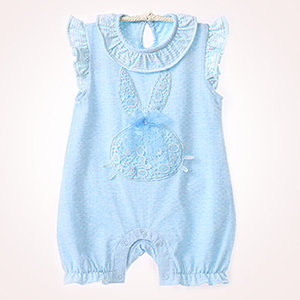 Ventes chaudes en Europe, barboteuse pour bébé fille, tricotée, imprimée, col rond, sans manches, 100% coton, respirante - Product Image 4