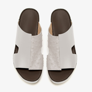 Shikol รองเท้าแตะหนังอิตาลีสำหรับผู้ชายรองเท้าแตะสไตล์อาหรับนกกระจอกเทศคุณภาพระดับพรีเมียมรองเท้าหัวมนสำหรับผู้ชายวันหยุดชายหาดรอมฎอนขายส่ง - Product Image 1