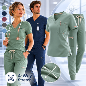 Women's <b>Scrubs</b> <b>Uniform</b> Set 4 Way Stretch Lightweight Breathable Moisture Wicking Nursing Medical <b>Uniforms</b> Custom Logo - Product Image 3