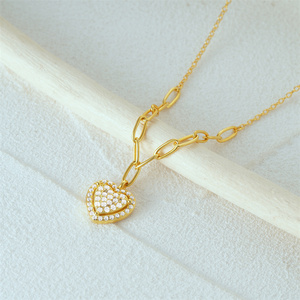 จี้รูปหัวใจ CANNER Fine Jewelry สร้อยคอทอง 18k เงินแท้ 925 สร้อยแบบ Paperclip สร้อยคอสั่งทำได้ เครื่องประดับสำหรับผู้หญิง - Product Image 2