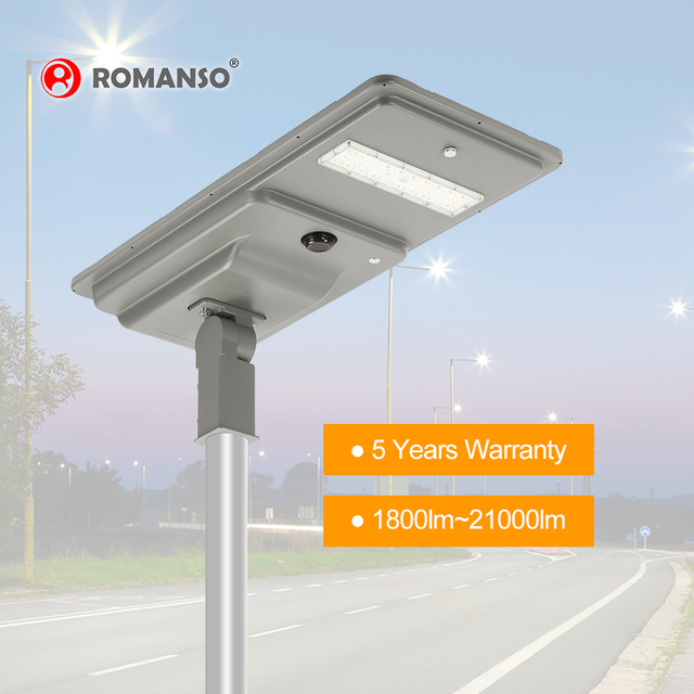 5 Years Warranty IP66 Intelligent PIR Motion Sensor UL ETL 180LM/W 10W 120W Outdoor LED Solar Street Light