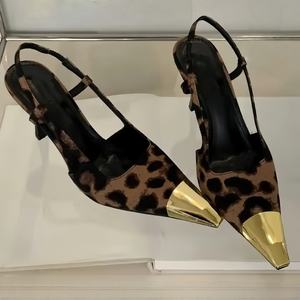 Sandalias de Tacón Alto de Diseño de Lujo, Último Modelo 2026, Cuero Genuino, Elegantes, con Punta Dorada, para Mujer, Ideales para Bodas y Fiestas - Product Image 2