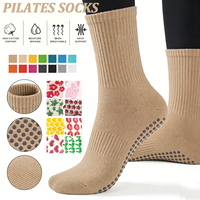 Chaussettes de yoga pour femmes avec logo personnalisé, chaussettes de sport athlétiques, chaussettes de ballet, chaussettes de barre, chaussettes de pilates antidérapantes en coton tendance, chaussettes personnalisées