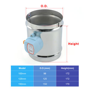 Amortisseur motorisé de conduit d'air de <span class=keywords><strong>clapet</strong></span> <span class=keywords><strong>anti</strong></span>-<span class=keywords><strong>retour</strong></span> électrique d'acier inoxydable de 220VAC 4 "5" 6 "avec l'actionneur 1Nm pour la <span class=keywords><strong>Ventilation</strong></span> 100/125/150mm - Product Image 3