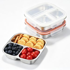 Premium Stainless Steel Bento <b>Box</b> 2/3 Compartment Microwaveable <b>Lunch</b> <b>Box</b> Adults Airtight Plastic Lid Sealed Antibacterial - Product Image 1