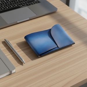 Boshiho Blue Genuine Leather <b>RFID</b> Blocking <b>Wallet</b> for Men Vintage Zipper Closure Multi Function Card Case Card <b>Wallet</b> - Product Image 5