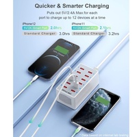 Station de charge USB 12 ports pour plusieurs appareils, charge rapide 60W 3.0, bloc d'alimentation multiprises pour iPhone iPad