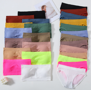 Completo reggiseno e slip da donna, speciale per seno piccolo, con scollatura a una linea, schiena scoperta, senza spalline, senza cuciture, senza ferretto, a coppa intera, sottile - Product Image 6